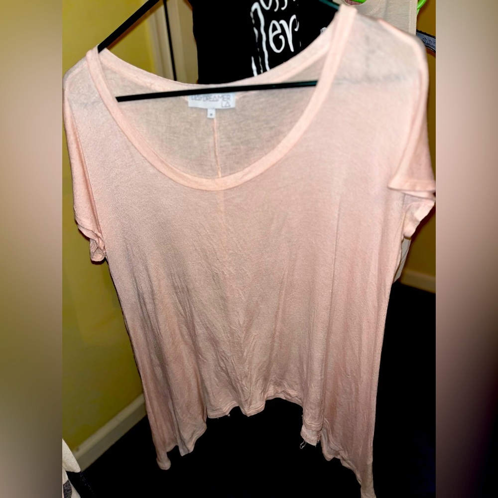 Daydreamer Sheer Pink Flowy Top- size Medium